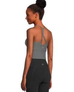 Beyond Yoga Spacedye Slim Racerback Cropped Tank True Gray Heather New