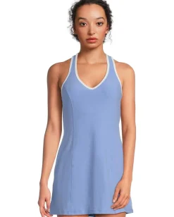 Beyond Yoga Spacedye Starting Line Dress Flower Blue Heather New