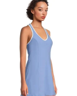 Beyond Yoga Spacedye Starting Line Dress Flower Blue Heather New