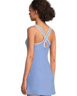 Beyond Yoga Spacedye Starting Line Dress Flower Blue Heather New