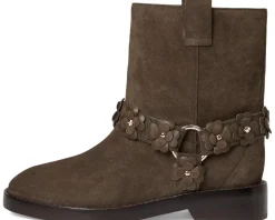 Kate Spade New York Spade Flower Garden Suede Moto Boots Burnt Sage