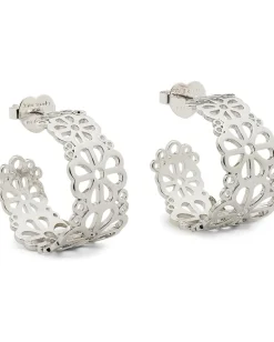 Kate Spade New York Spade Flower Lace Hoops Silver Clearance
