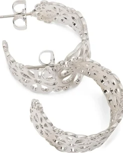 Kate Spade New York Spade Flower Lace Hoops Silver Clearance