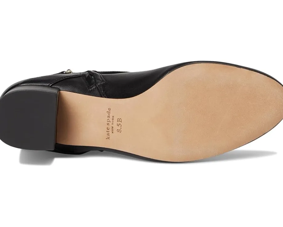 Kate Spade New York Spade Flower Smooth Leather Heeled Ankle Bootie Black Discount