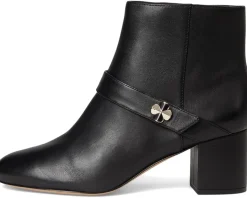 Kate Spade New York Spade Flower Smooth Leather Heeled Ankle Bootie Black Discount