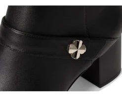 Kate Spade New York Spade Flower Smooth Leather Heeled Ankle Bootie Black Discount