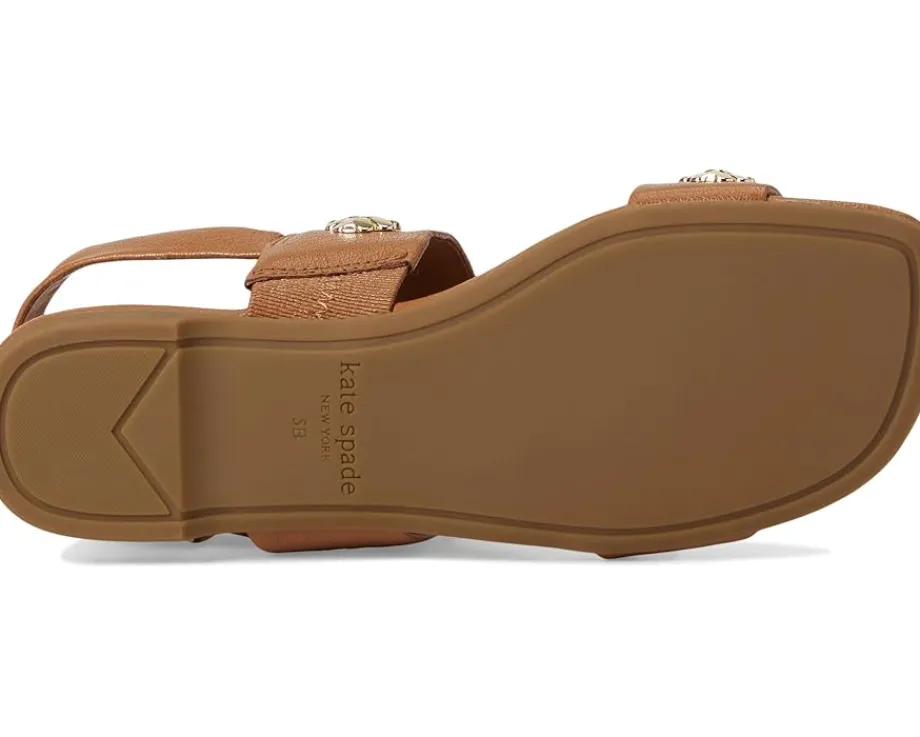 Kate Spade New York Spade Flower Stud Pebbled Leather Flat Sandals Saddle Online