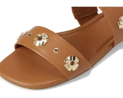 Kate Spade New York Spade Flower Stud Pebbled Leather Flat Sandals Saddle Online