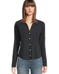 Women Lilla P Split Collar Button-Down