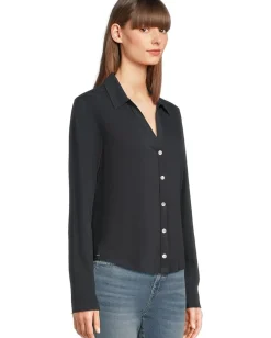 Women Lilla P Split Collar Button-Down
