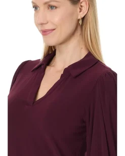 Women CeCe Split Neck 3/4 Sleeve Knit Top