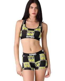 Women PSD Spongebob Squarepants Check Sports Bra