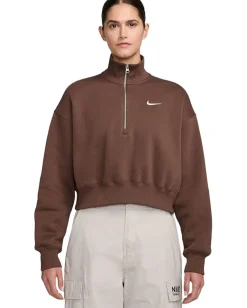 Nike Sportswear Phoenix Fleece 1/4-Zip Cropped Sweatshirt Fauna Brown/Sail Hot