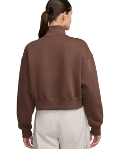 Nike Sportswear Phoenix Fleece 1/4-Zip Cropped Sweatshirt Fauna Brown/Sail Hot