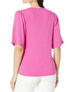 Women NIC+ZOE Square Neck Flutter Sleeve Tee