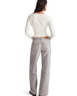 Madewell Square-Neck Long-Sleeve Crop Tee in Sleekhold Lighthouse Sale