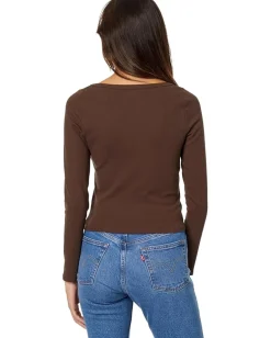 Women Madewell Square-Neck Long-Sleeve Crop Tee in Sleekhold