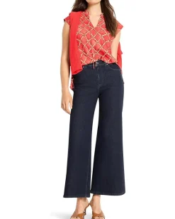 Women NIC+ZOE Squiggle Check Cap Sleeve Top