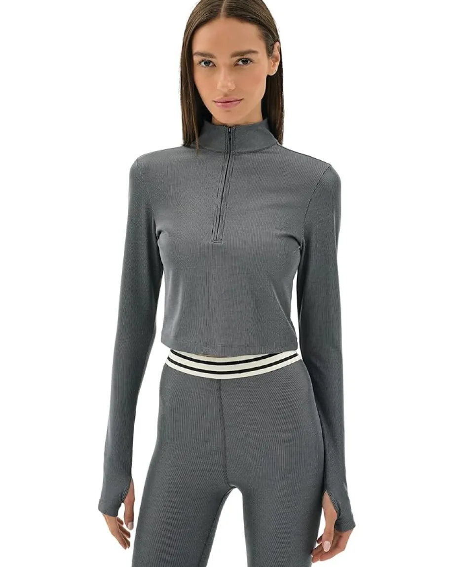 Splits59 Stevie Active Rib 1/2 Zip Heather Grey Discount