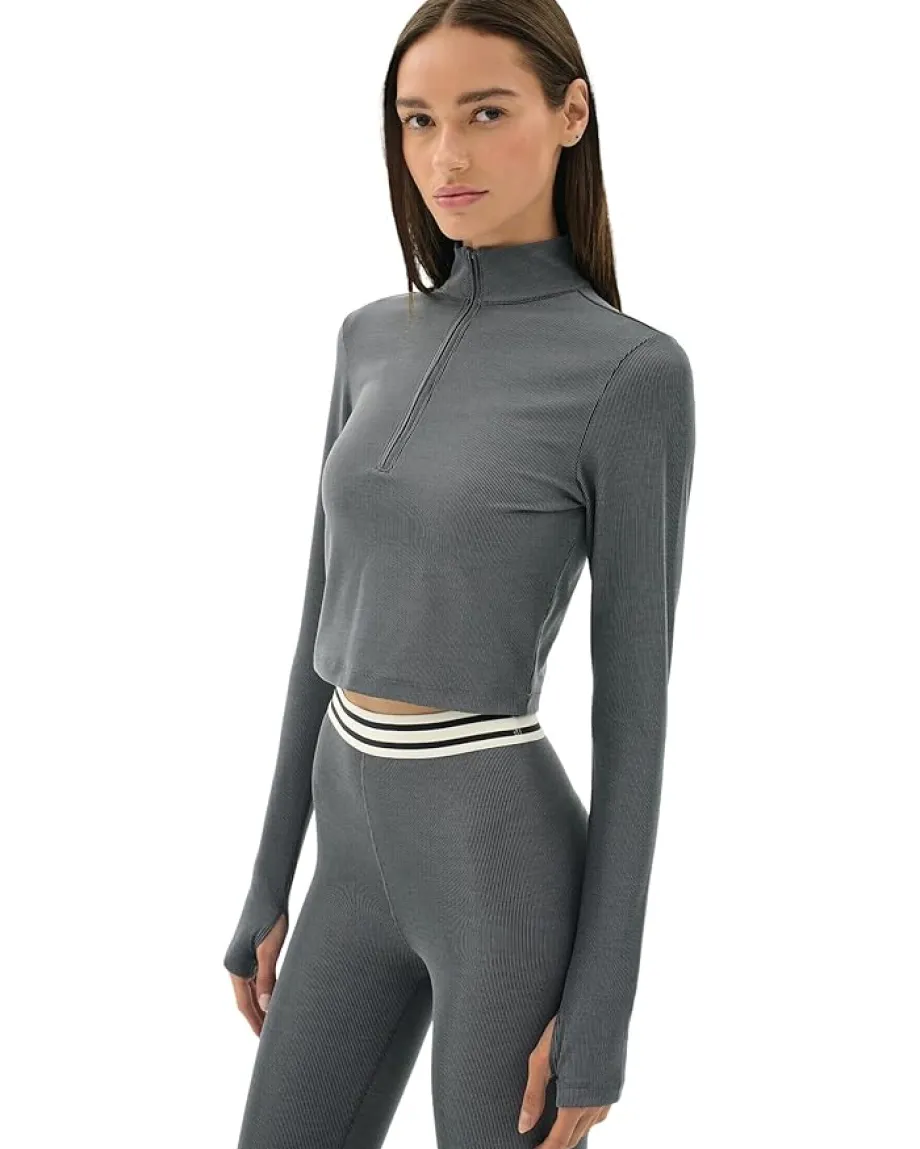Splits59 Stevie Active Rib 1/2 Zip Heather Grey Discount