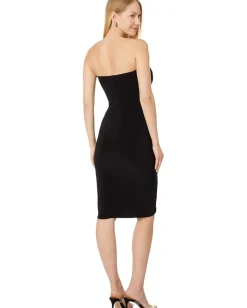 Women Norma Kamali Strapless Shirred Front Dress To Knee