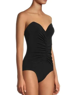 Norma Kamali Strapless Shirred Front Mio Black Hot