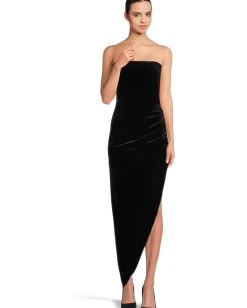 Norma Kamali Strapless Side Drape Gown Black 1 Clearance