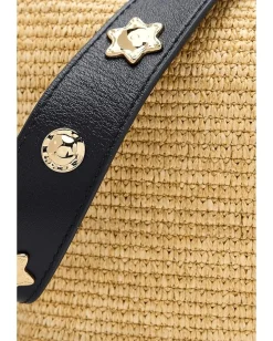 Madewell Straw Leather Sun Stud Shoulder Natural Multi New