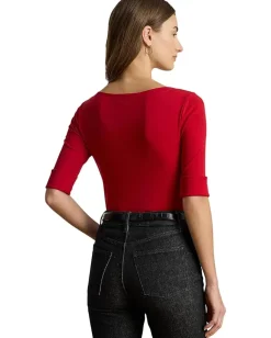 Women Lauren Ralph Lauren Stretch Cotton Boatneck Tee