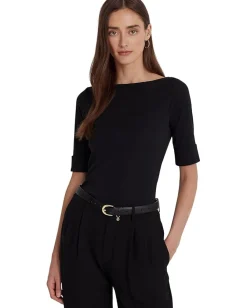 Women Lauren Ralph Lauren Stretch Cotton Boatneck Top