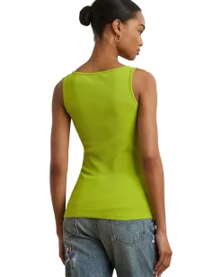 Lauren Ralph Lauren Stretch Cotton Tank Top Lime Chartreuse Online