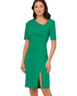 Adrianna Papell Stretch Crepe Dress Vivid Green Sale