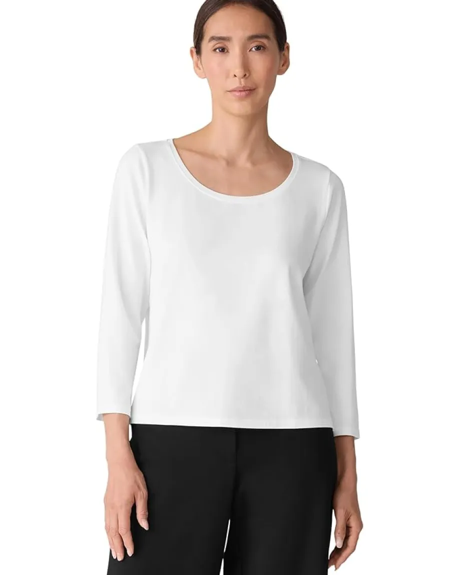 Women Eileen Fisher Stretch Jersey Knit Scoop Neck Top