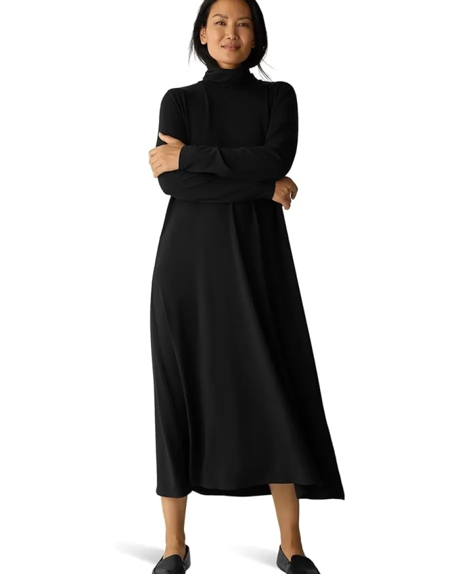 Women Eileen Fisher Stretch Jersey Knit Turtle Neck Dress