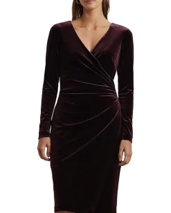 Women Lauren Ralph Lauren Stretch Velvet Surplice Dress