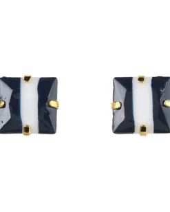 Kate Spade New York Stripe Setting Studs White/Navy New