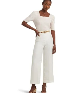 Women Lauren Ralph Lauren Striped Cotton Jersey Puff-Sleeve Tee