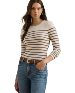 Women Lauren Ralph Lauren Striped Cotton Long-Sleeve Tee