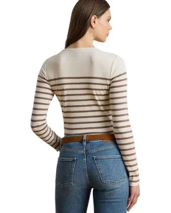 Women Lauren Ralph Lauren Striped Cotton Long-Sleeve Tee