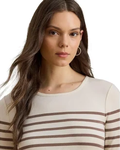 Women Lauren Ralph Lauren Striped Cotton Long-Sleeve Tee