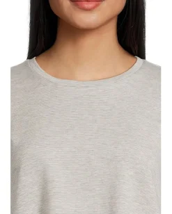 Eileen Fisher Striped Cozy Brushed Terry Crew Neck Top Dark Pearl Best