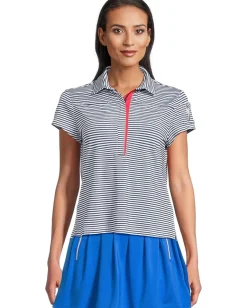 Jamie Sadock Striped Short Sleeve Top Moonlit Navy Best