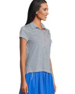 Jamie Sadock Striped Short Sleeve Top Moonlit Navy Best