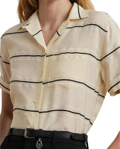 Women Lauren Ralph Lauren Striped Short-sleeve Camp Shirt