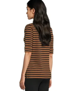Women Lauren Ralph Lauren Striped Stretch Cotton Boatneck Tee