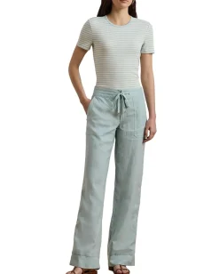 Women Lauren Ralph Lauren Striped Stretch Cotton Crewneck Tee