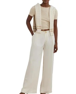 Women Lauren Ralph Lauren Striped Stretch Cotton Crewneck Tee