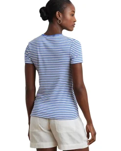 Women Lauren Ralph Lauren Striped Stretch Cotton Crewneck Tee