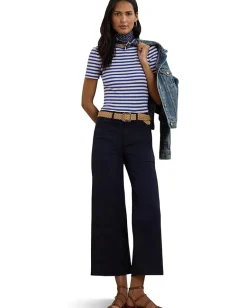 Women Lauren Ralph Lauren Striped Stretch Cotton Crewneck Tee