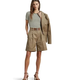 Women Lauren Ralph Lauren Striped Stretch Cotton Crewneck Tee